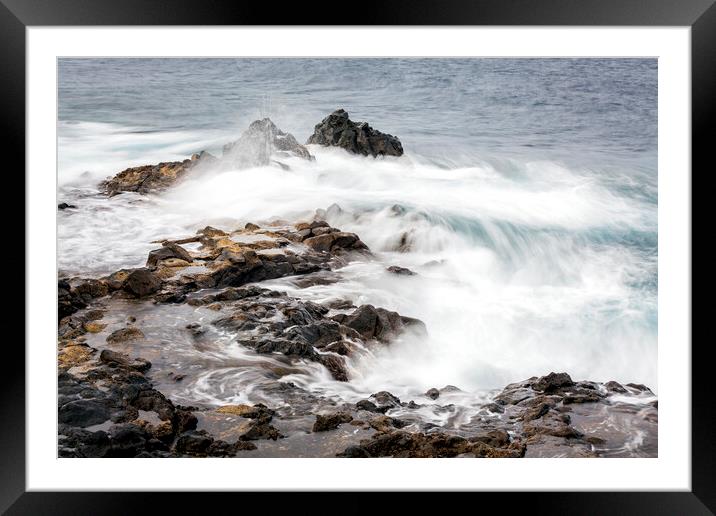 Ocean swirling over rocks Tenerife Framed Mounted Print by Phil Crean