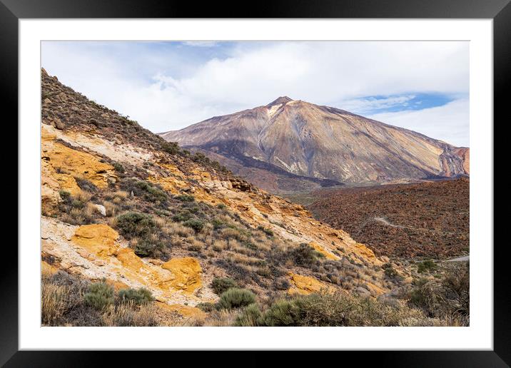 Colourful rock formations and Teide, Tenerife Framed Mounted Print by Phil Crean