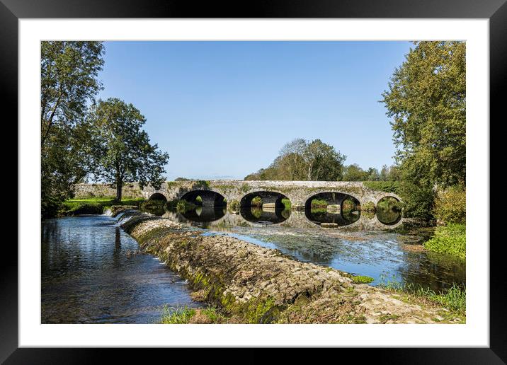 Bridge over Kings river, Kells, County Kilkenny, Ireland Framed Mounted Print by Phil Crean