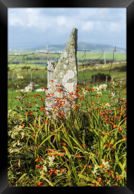 Stone fence post, Louisburgh, Mayo, Ireland Framed Print by Phil Crean