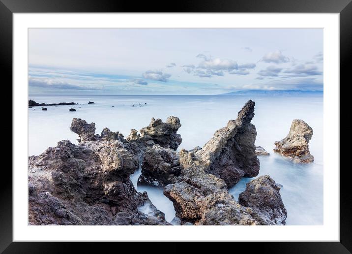 Volcanic rocky seascape, Tenerife Framed Mounted Print by Phil Crean