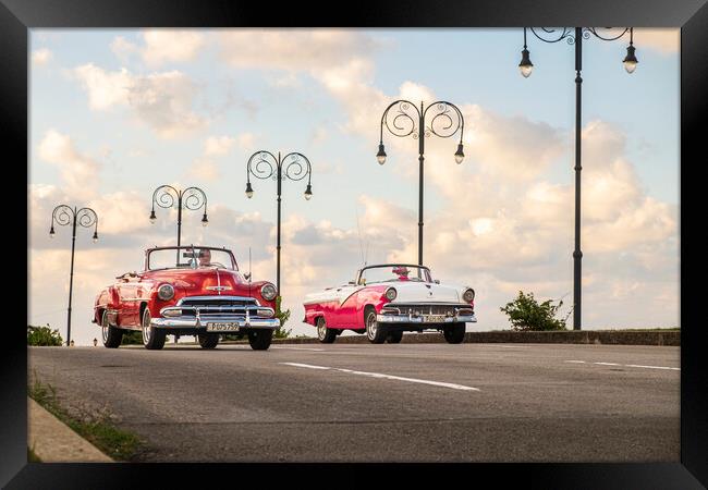 Open top American vintage cars, Cuba Framed Print by Phil Crean