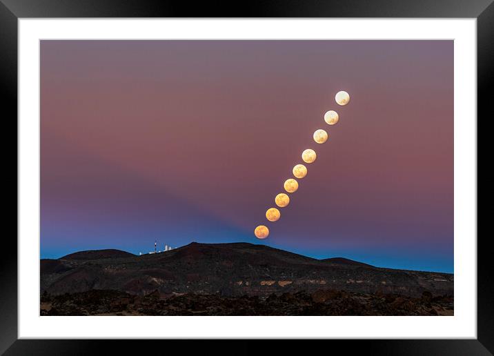 Full moon rising sequence Framed Mounted Print by Phil Crean