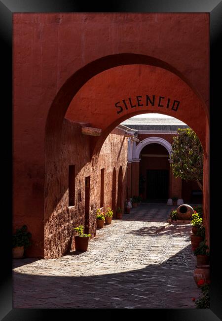 Silent courtyard in the Santa Catalina monastery, Arequipa, Peru Framed Print by Phil Crean