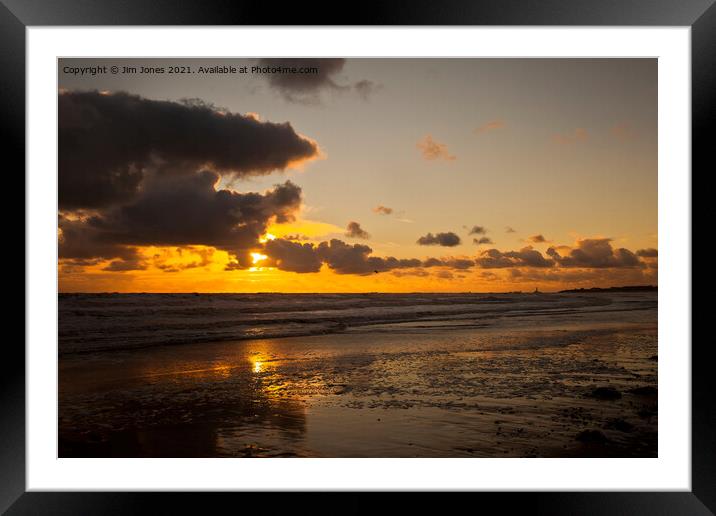 Winter sunrise off the coast of Northumberland Framed Mounted Print by Jim Jones