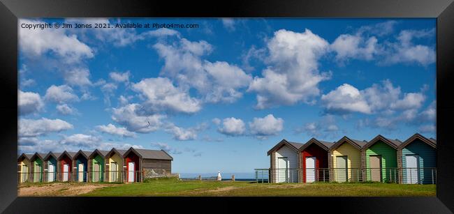 Blyth Beach Huts - Panorama Framed Print by Jim Jones