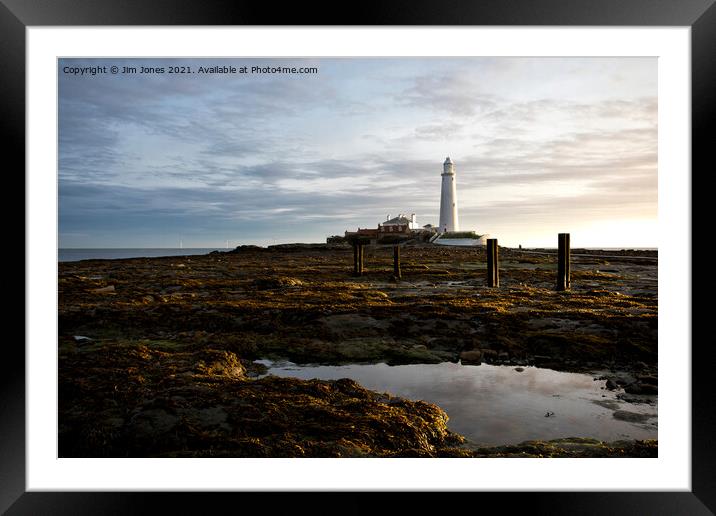 St Mary's Island in October sunshine Framed Mounted Print by Jim Jones