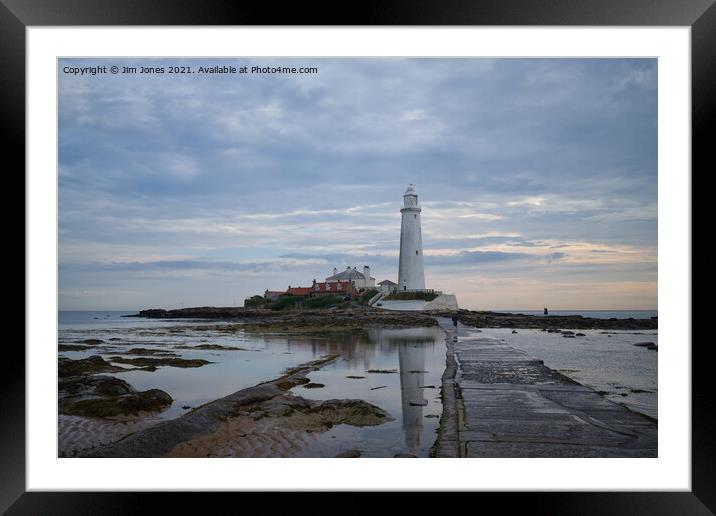 Reflecting on St Mary's Island Framed Mounted Print by Jim Jones
