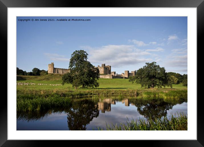 Alnwick Castle reflected in the River Aln (2) Framed Mounted Print by Jim Jones