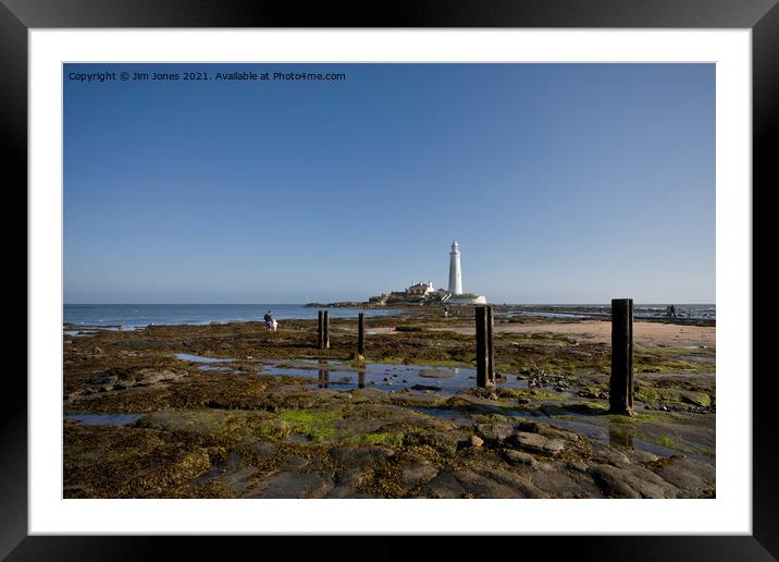 St Mary's Island at low tide Framed Mounted Print by Jim Jones