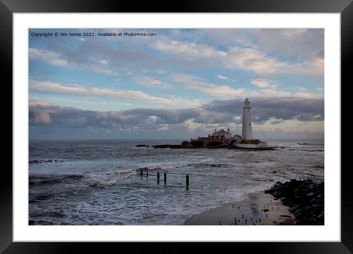 Sanderlings at St Mary's Island Framed Mounted Print by Jim Jones