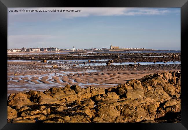 Newbiggin Bay at low tide Framed Print by Jim Jones