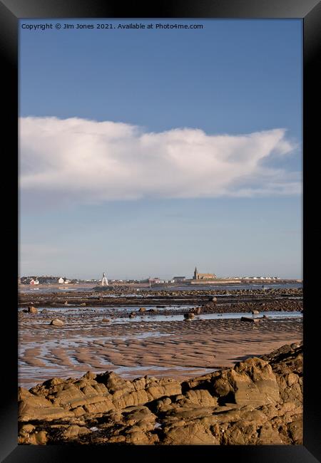Newbiggin Bay at low tide (2) Framed Print by Jim Jones