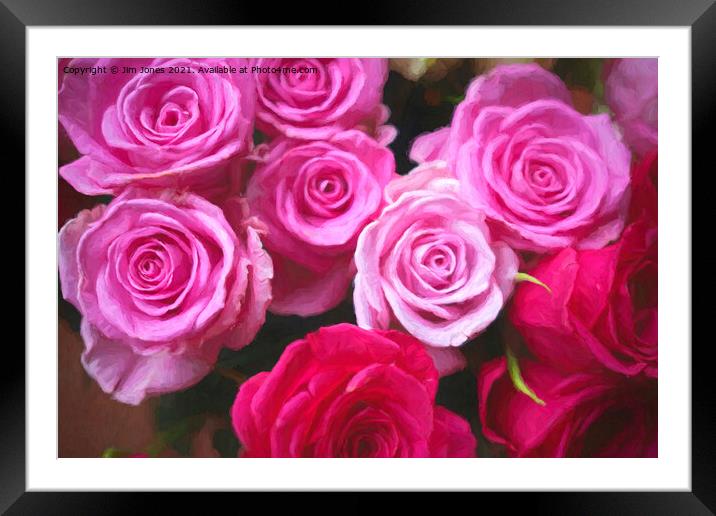 Bouquet of roses in the style of Van Gogh Framed Mounted Print by Jim Jones