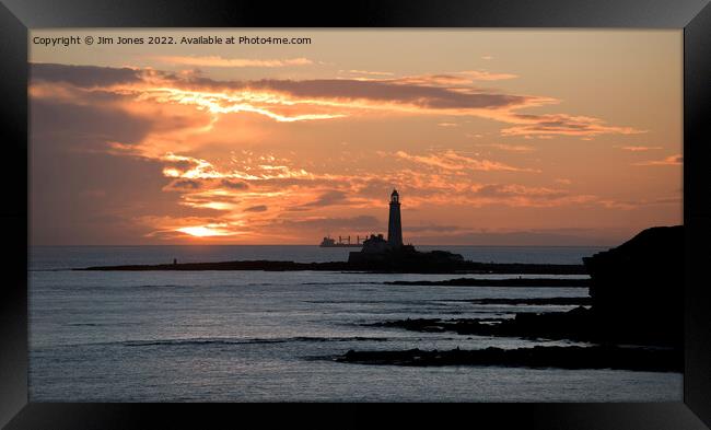 January sunrise at St Mary's Island - Panorama Framed Print by Jim Jones