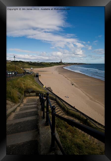 The steps down to Tynemouth Long Sands Framed Print by Jim Jones