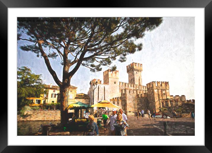 Sirmione Scaliger Castle with artistic filter Framed Mounted Print by Jim Jones