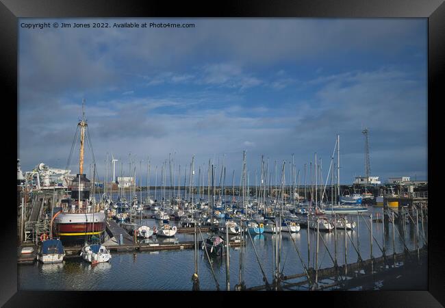 The Marina at Blyth South Harbour, Northumberland Framed Print by Jim Jones