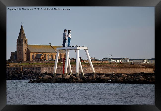 'The Couple' at Newbiggin by the Sea (2) Framed Print by Jim Jones