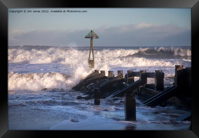 Winter Sunshine and a Stormy Sea Framed Print by Jim Jones