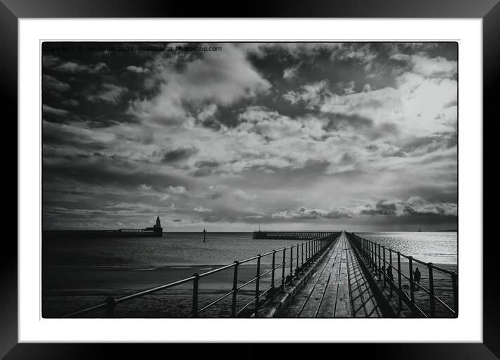 Monochrome North Sea Sunrise Framed Mounted Print by Jim Jones