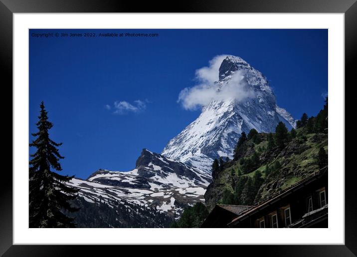 Matterhorn under a clear blue sky Framed Mounted Print by Jim Jones