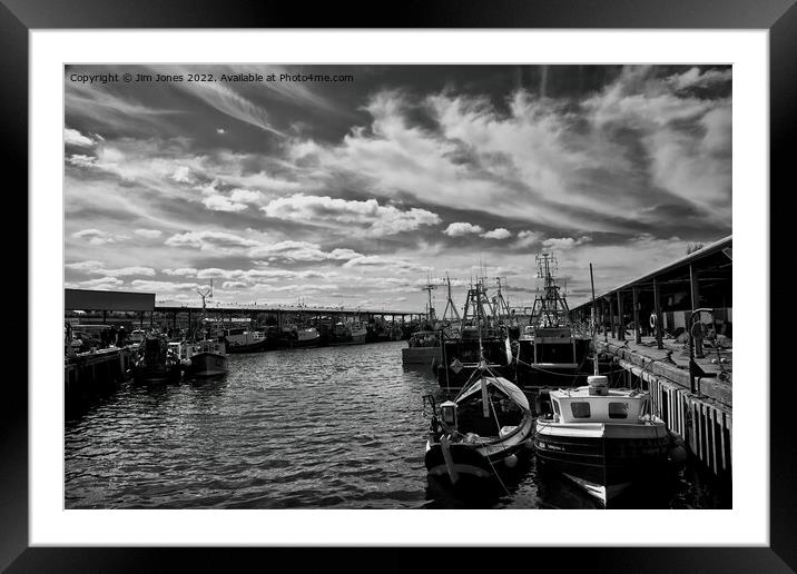North Shields Fish Quay in Monochrome Framed Mounted Print by Jim Jones
