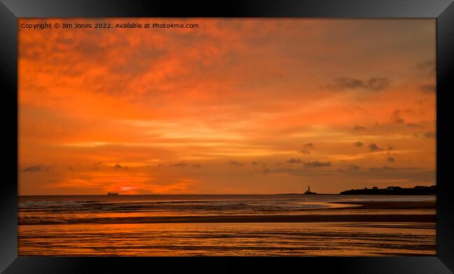 December daybreak off the Northumberland coast Framed Print by Jim Jones