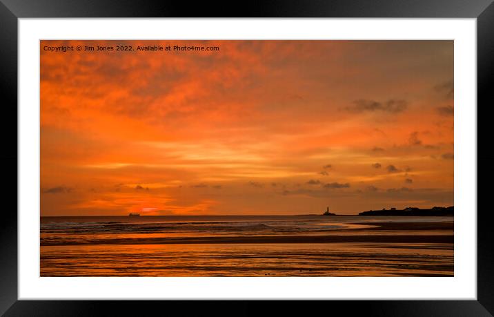 December daybreak off the Northumberland coast Framed Mounted Print by Jim Jones