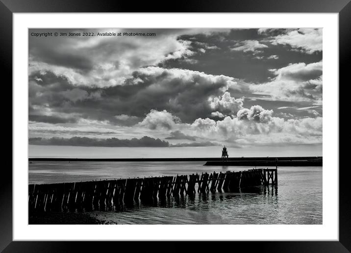River Tyne in black and white Framed Mounted Print by Jim Jones