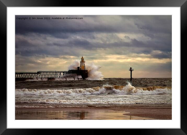 Storm at the harbour mouth Framed Mounted Print by Jim Jones