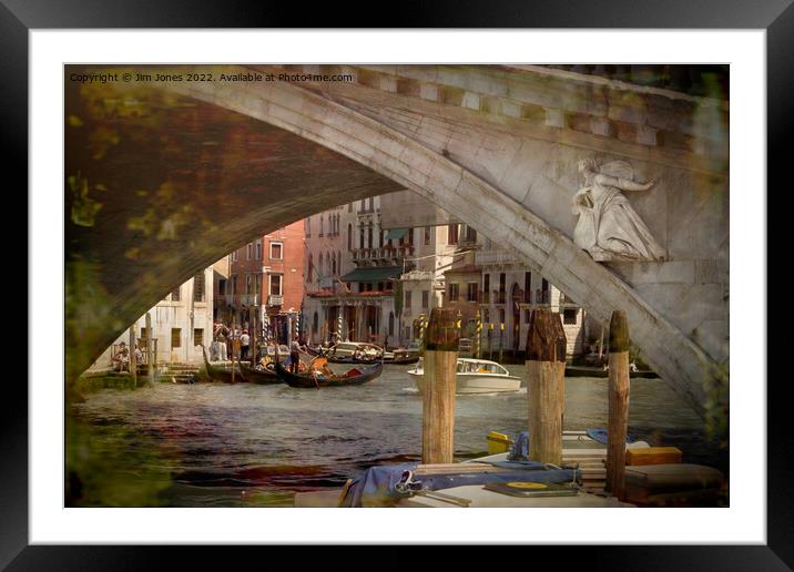 Under the Rialto Bridge - with artistic filter Framed Mounted Print by Jim Jones