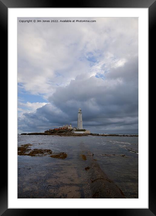 St Mary's Island reflections - portrait Framed Mounted Print by Jim Jones