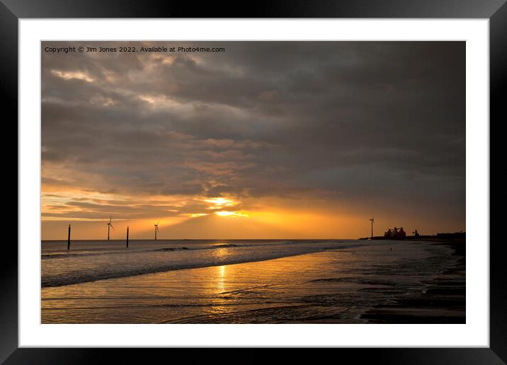 Dawn on the beach Framed Mounted Print by Jim Jones