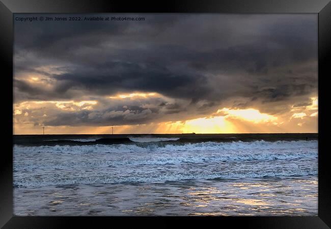 Dramatic Northumbrian Sunrise Framed Print by Jim Jones