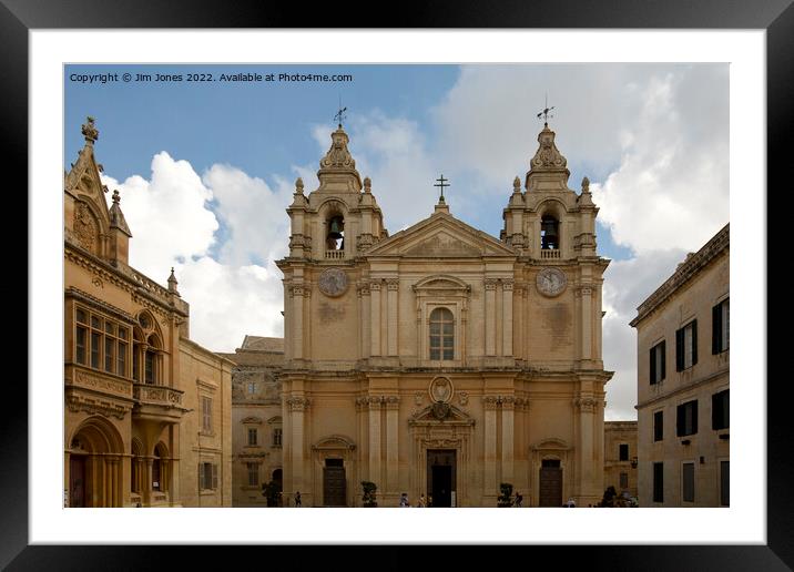 St Paul's Cathedral, Mdina Framed Mounted Print by Jim Jones
