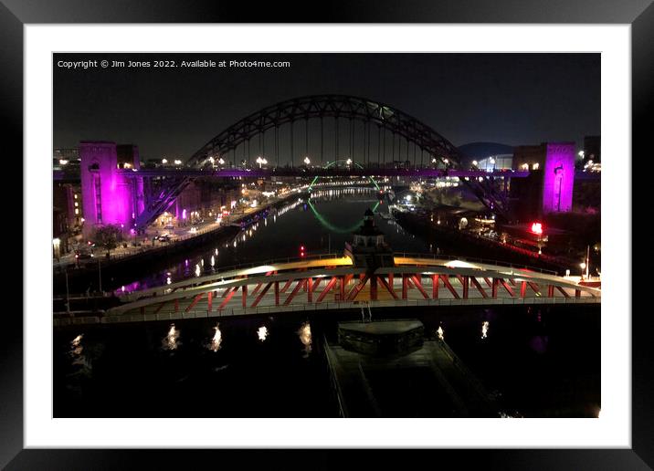 The River Tyne at night Framed Mounted Print by Jim Jones