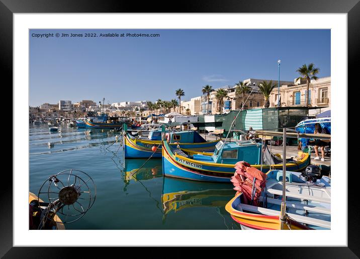 Marsaxlokk Fishing Village, Malta Framed Mounted Print by Jim Jones