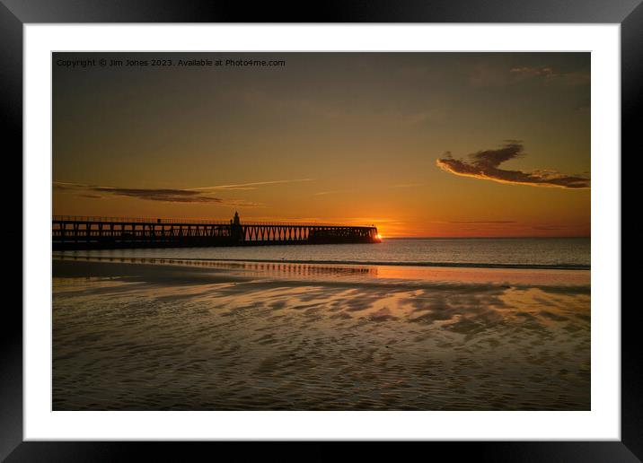 January Sunrise at the end of the pier Framed Mounted Print by Jim Jones