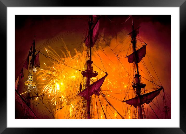 Fireworks over the Yardarm - Re-work Framed Mounted Print by Jim Jones