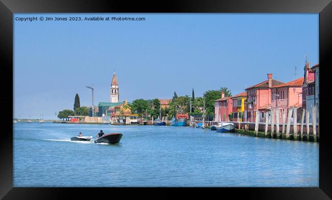 The approach to Burano - Panorama Framed Print by Jim Jones