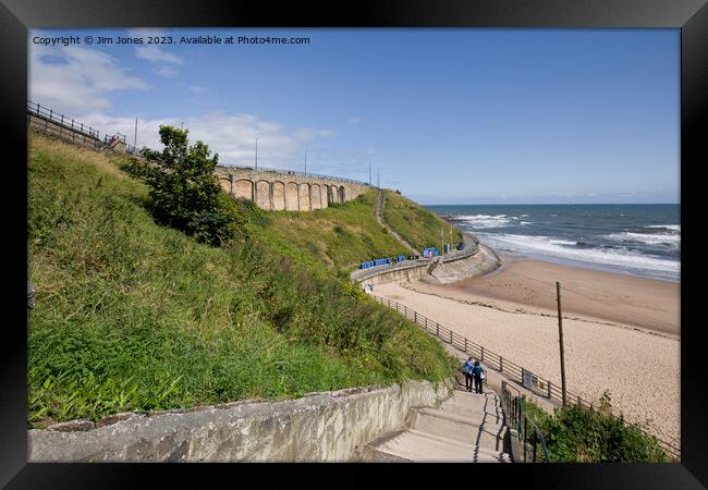 The Steps down to King Edward's Bay, Tynemouth Framed Print by Jim Jones