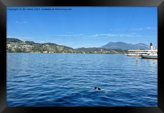 Tranquil Lake Lucerne, Switzerland. Framed Print by Jim Jones