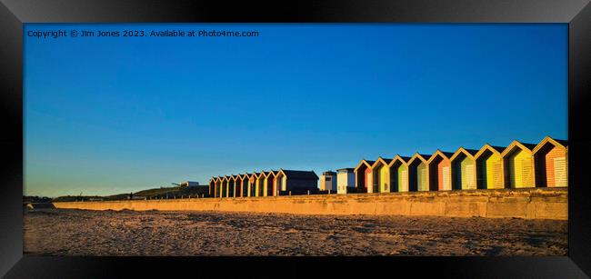 Blyth Beach Huts Panorama Framed Print by Jim Jones