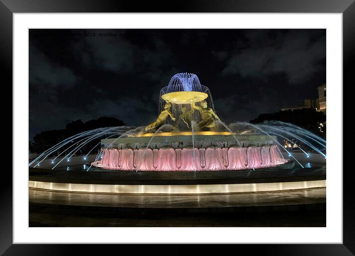 Triton Fountain, Valletta Framed Mounted Print by Jim Jones