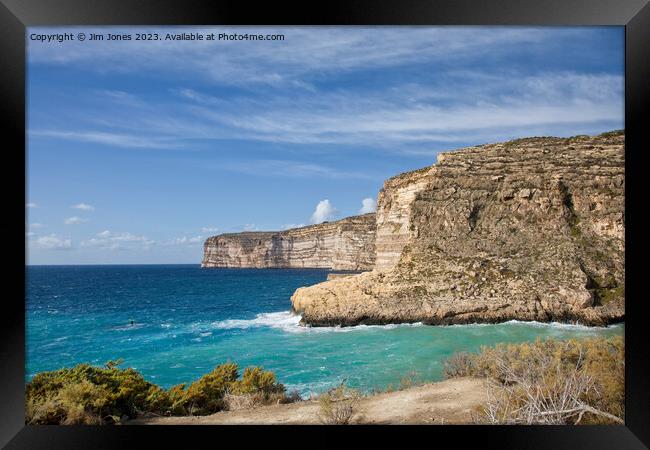 The Cliffs at Xlendi, Gozo Framed Print by Jim Jones