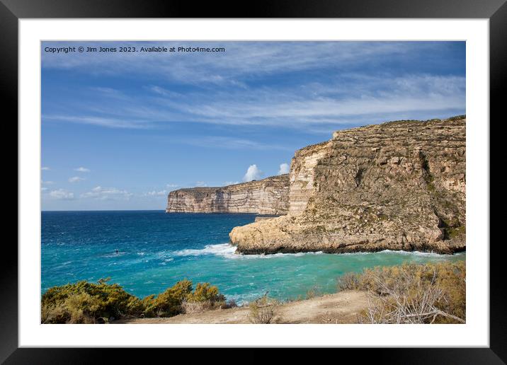 The Cliffs at Xlendi, Gozo Framed Mounted Print by Jim Jones