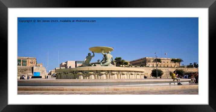 Triton Fountain, Valletta Framed Mounted Print by Jim Jones