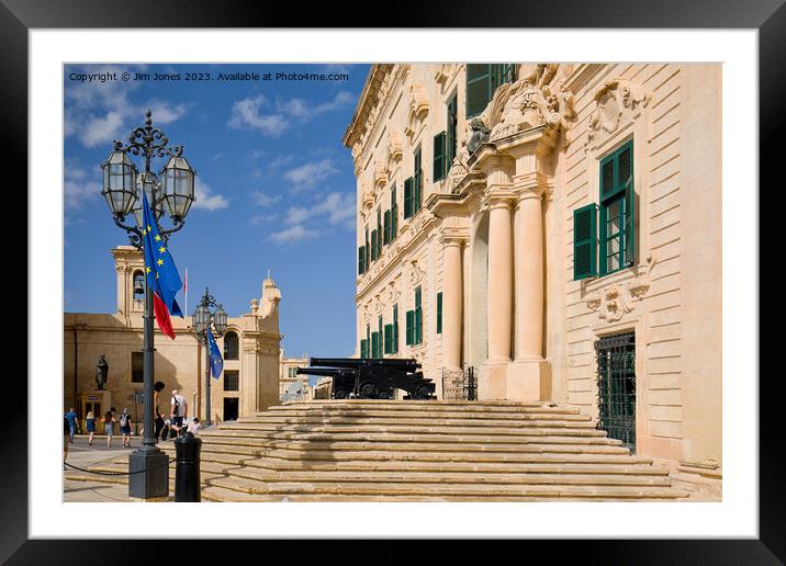 The Auberge de Castille, Valletta Framed Mounted Print by Jim Jones