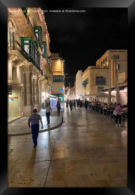 Republic Street, Valletta after dark - Portrait Framed Print by Jim Jones